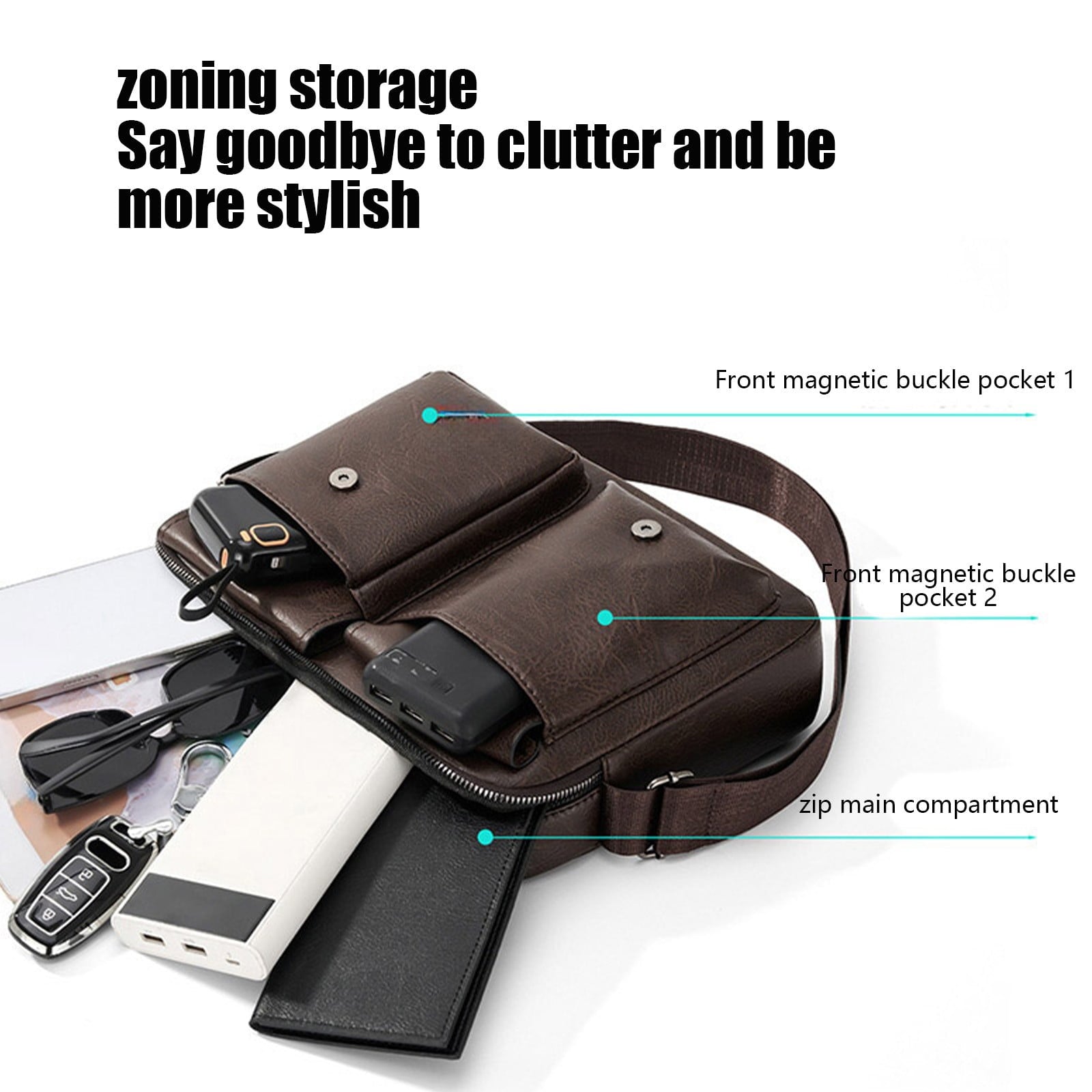 Vintage Messenger Bag for Men,Leather Computer Laptop Bag,Waterproof Briefcases for Men Retro Mens Briefcase Satchel Bag for Work Office Bus - Image 6