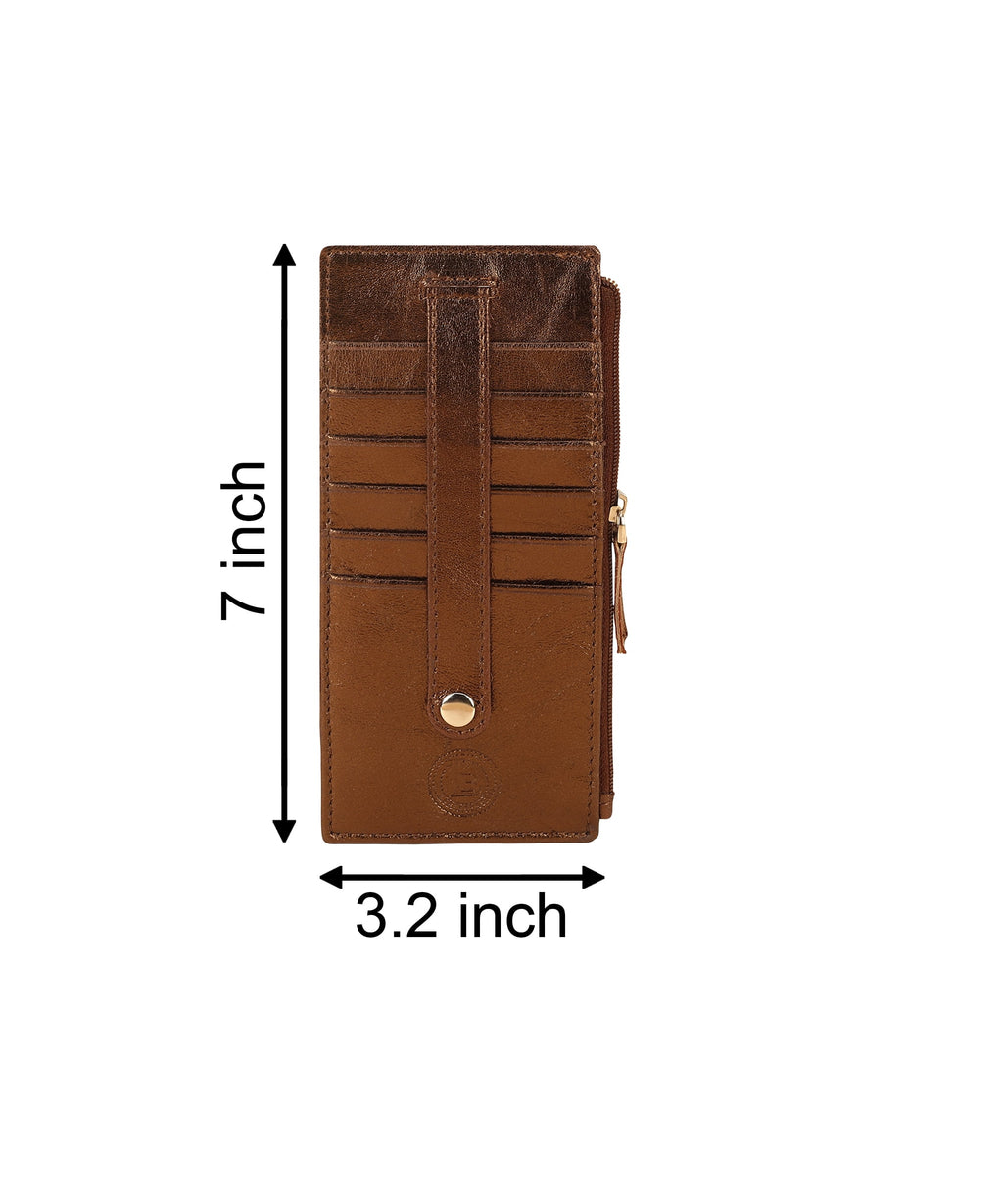 RFID Blocking Women's Wallet Vintage Leather All in One Card Case Holder Slim, Bronze - Image 4