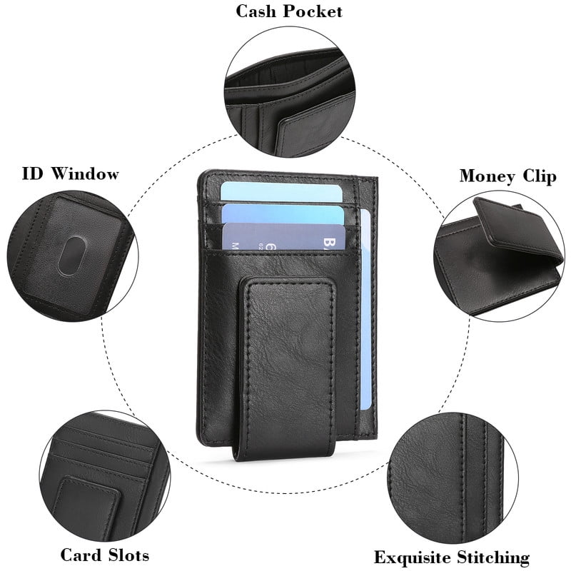 Magnetic Closure Slim Wallet for Men Leather RFID Blocking Minimalist Front Pocket Money Clip Wallet Credit Card Holder - Image 5