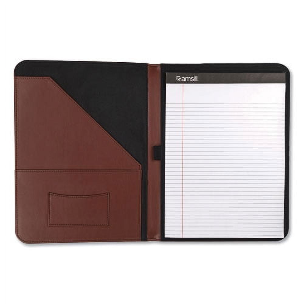 "Contrast Stitch Leather Padfolio, 8 1/2 X 11, Leather, Tan | Bundle of 2 Each" - Image 5