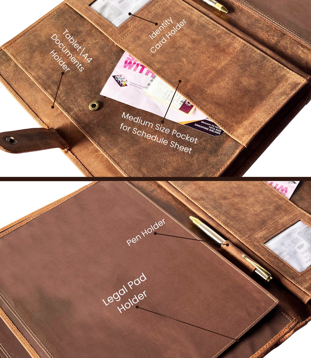 Leather Portfolio Business Padfolio Organizer Notebook Holder, Resume Document Conference Folder, Professional Notepad for Men & Women by Ru - Image 4
