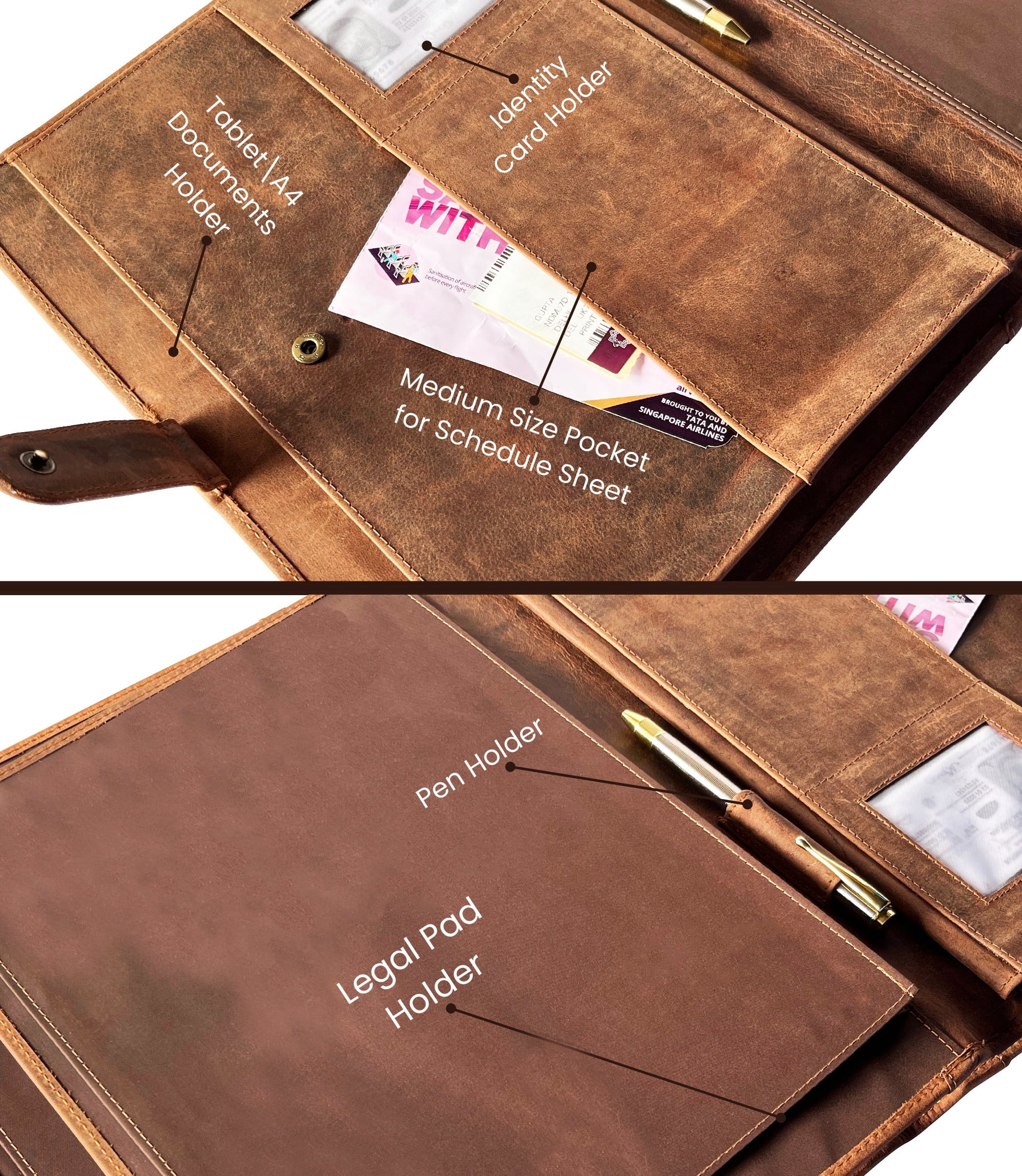 Leather Portfolio Business Padfolio Organizer Notebook Holder, Resume Document Conference Folder, Professional Notepad for Men & Women by Ru - Image 4