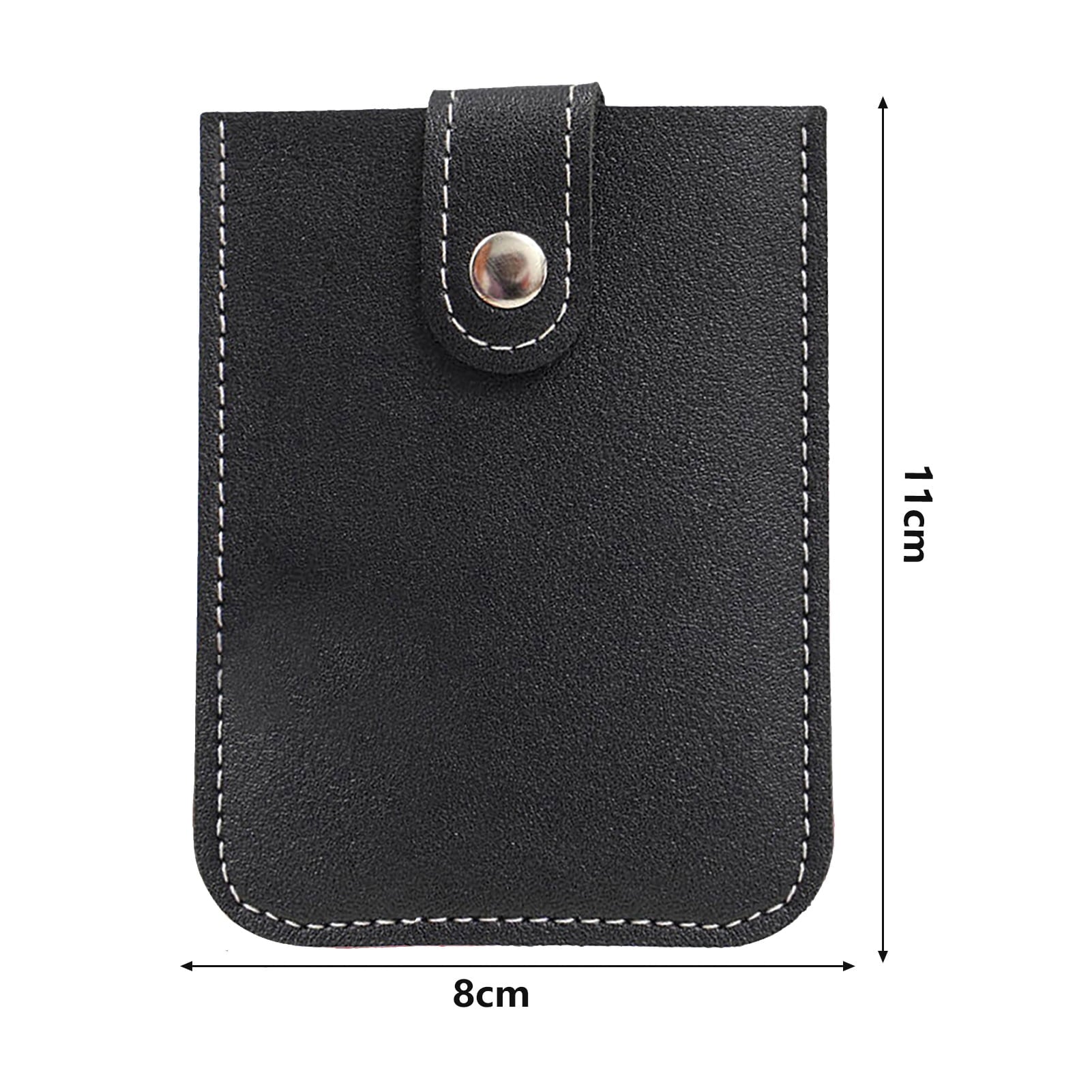 Faux Leather Card Holder Large Capacity Pull-out 6 Slots Solid Color Button Slim Minimalist Portable Business Card Ba... - Image 6