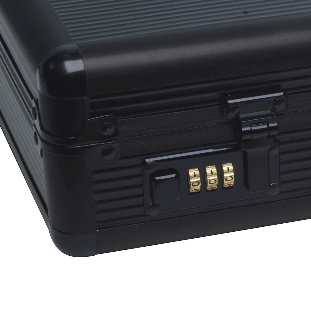 Unisex Anti-Theft Aluminum Briefcase with Combination Locks, Black - Image 2
