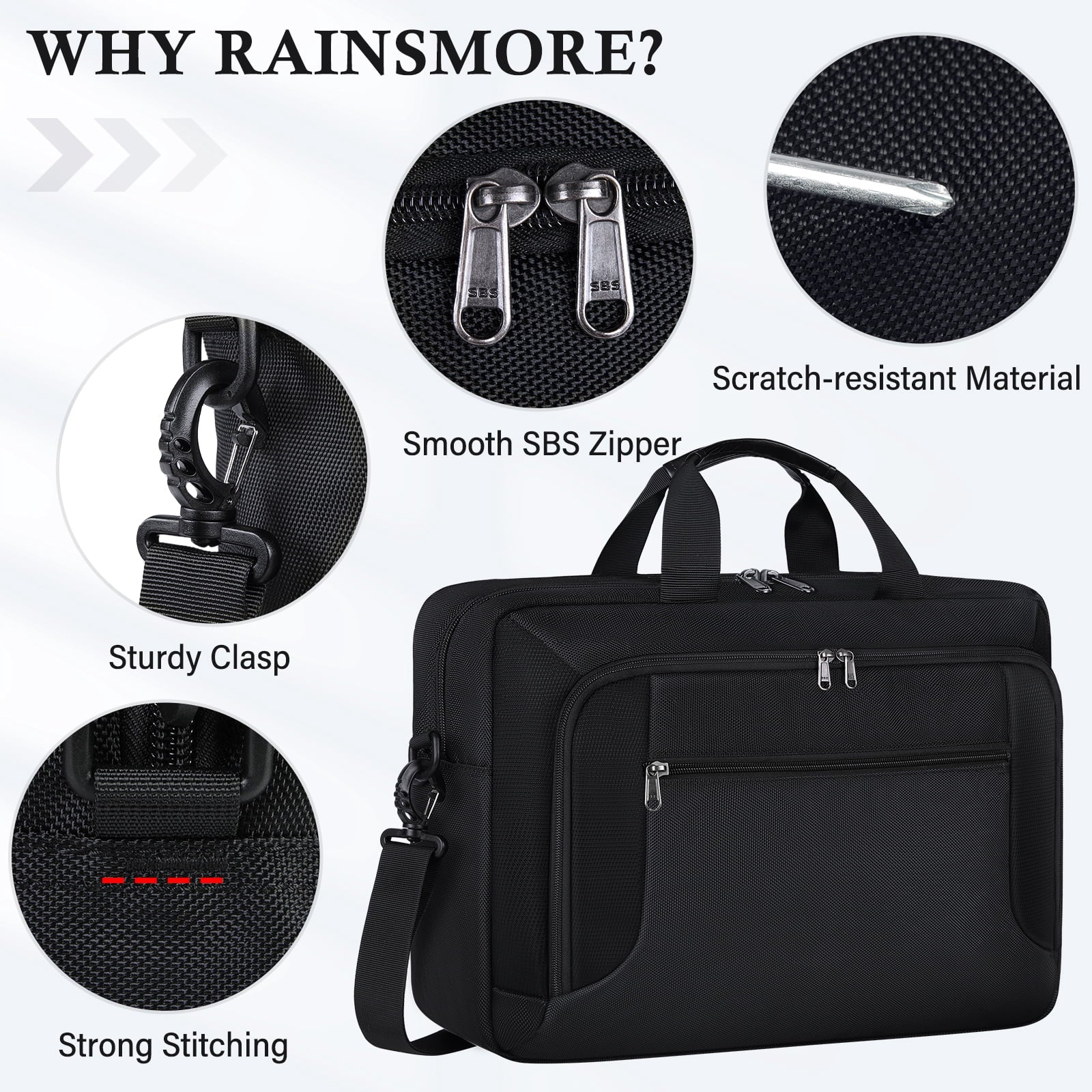 Laptop Bag 17.3 Inch Laptop Briefcase for Men Women Large Waterproof Laptop Case Business Office Work Computer Bag Adjustable Shoulder Messe - Image 4