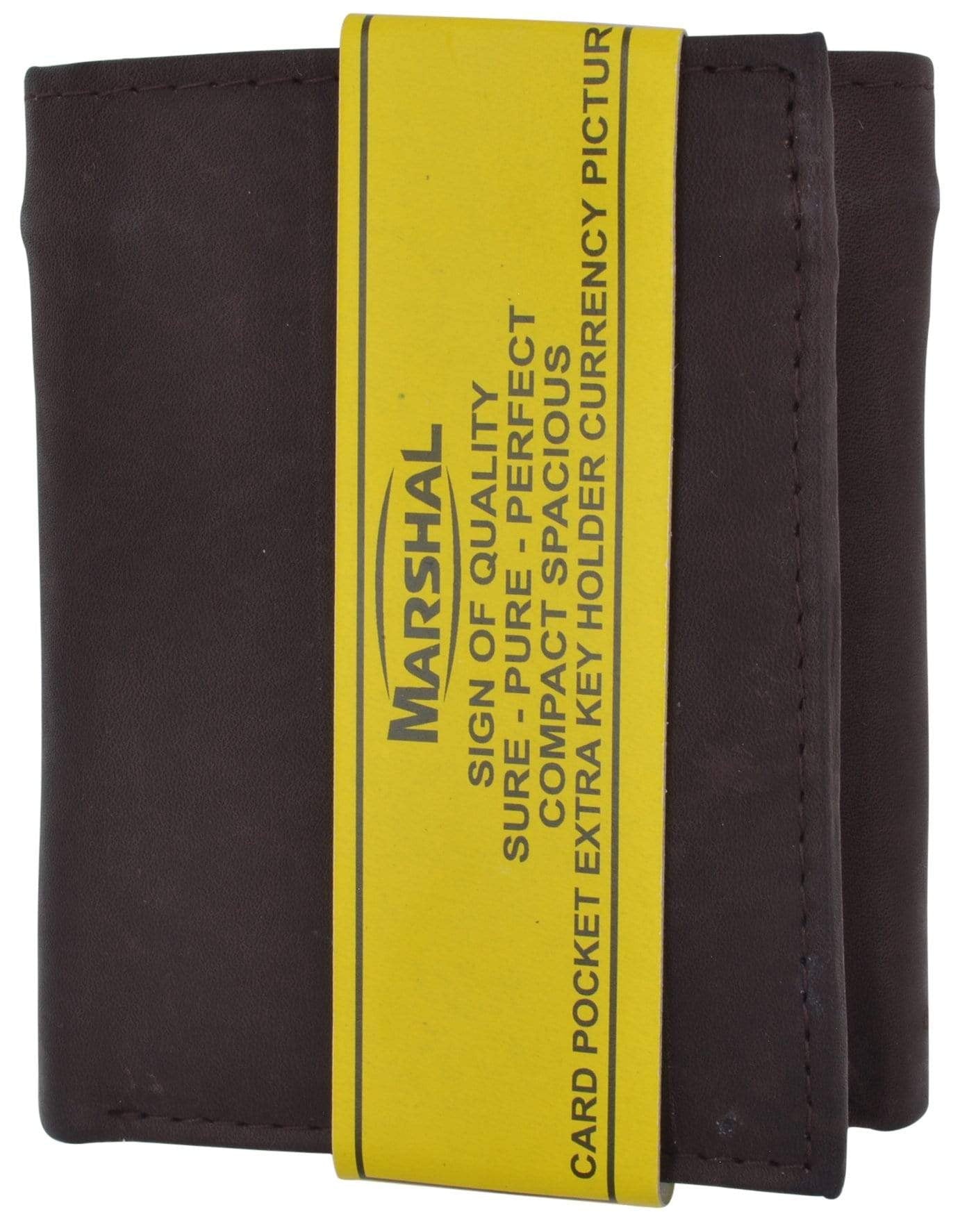 Leather Mens Trifold Wallet Zipper Money Compartment 55 CF - Image 4