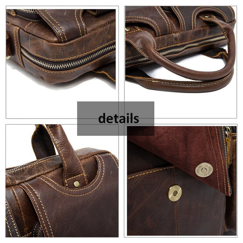 Men's Briefcases Bags Men's Genuine Leather Laptop Bag Messenger Bag Men Leather office Bags for Men Document Bag Bus... - Image 6