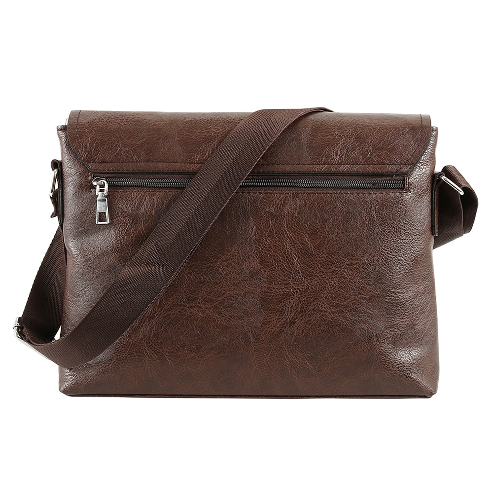 BUTORY Men Handbag Messenger Shoulder Bag Pu Leather Messenger Shoulder Briefcase Vintage Unisex Laptop College School Satchel Travel Bag - Image 4