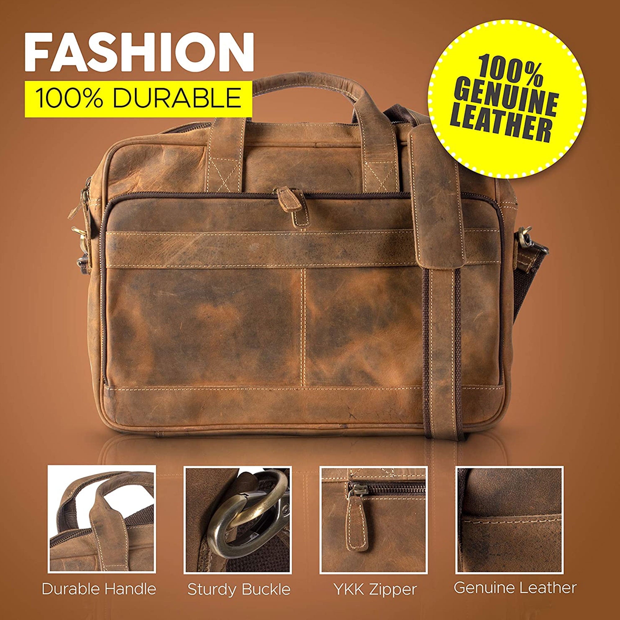 briefcase 18 Inch Laptop/ Messenger Bags for Men and Women Best Office School College briefcase Satchel Bag (Distress... - Image 5