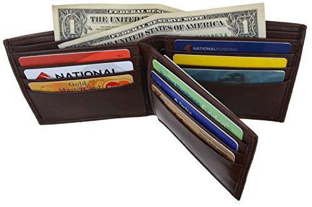 Bifold Men's Genuine Leather Center Flap Multi Card Holder Wallet NEW - Image 5