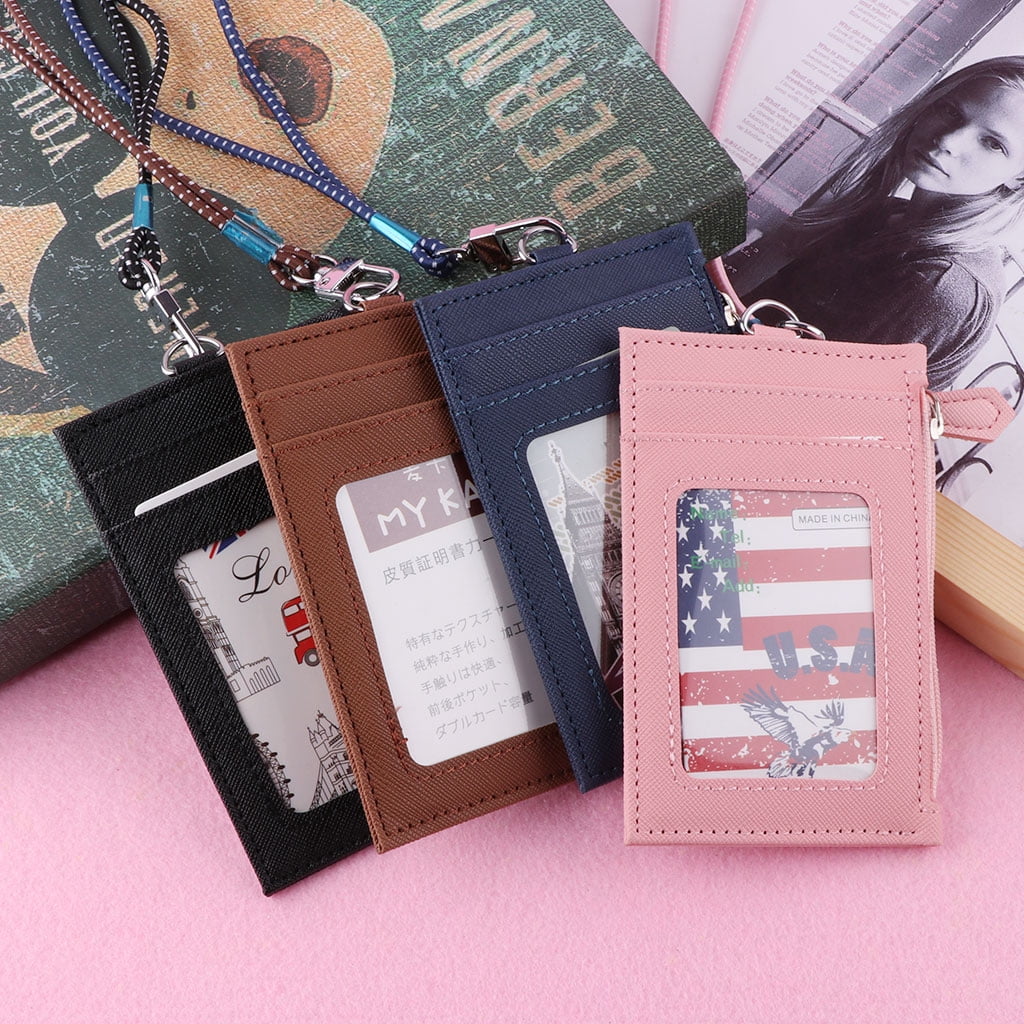 Women Business Card Holder Wallet Men PU Leather ID Cards Holders Case Neck Strap Lanyard Ladies Fashion Mini Slim Wa... - Image 6