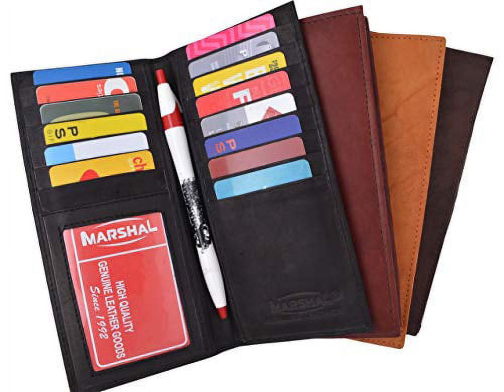Slim Leather ID/Credit Card Holder Long Wallet with Pen holder - Image 2