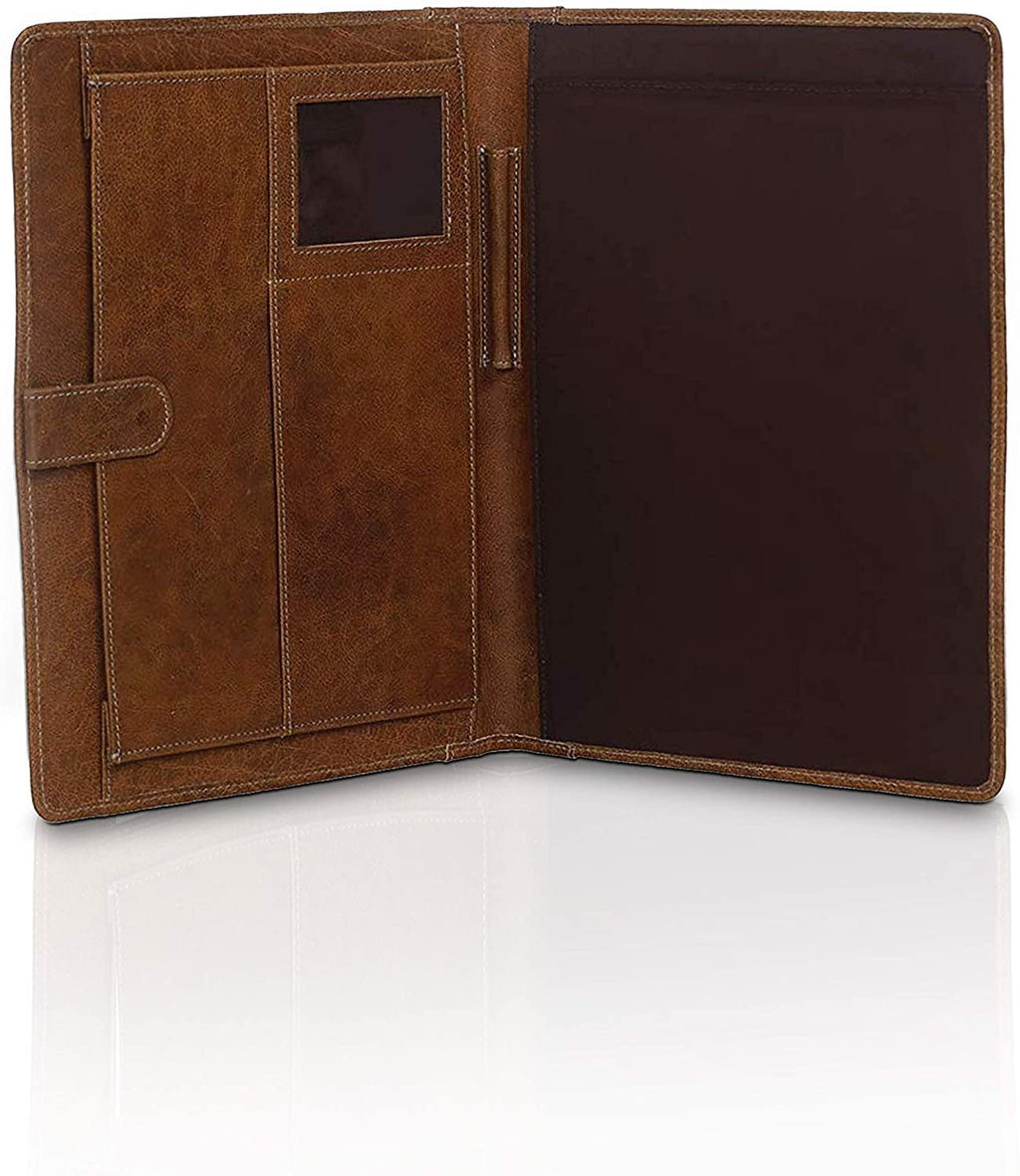 Leather Business Portfolio Business Personal Organiser Folder Full Grain Leather padfolio (Light Tan) - Image 2