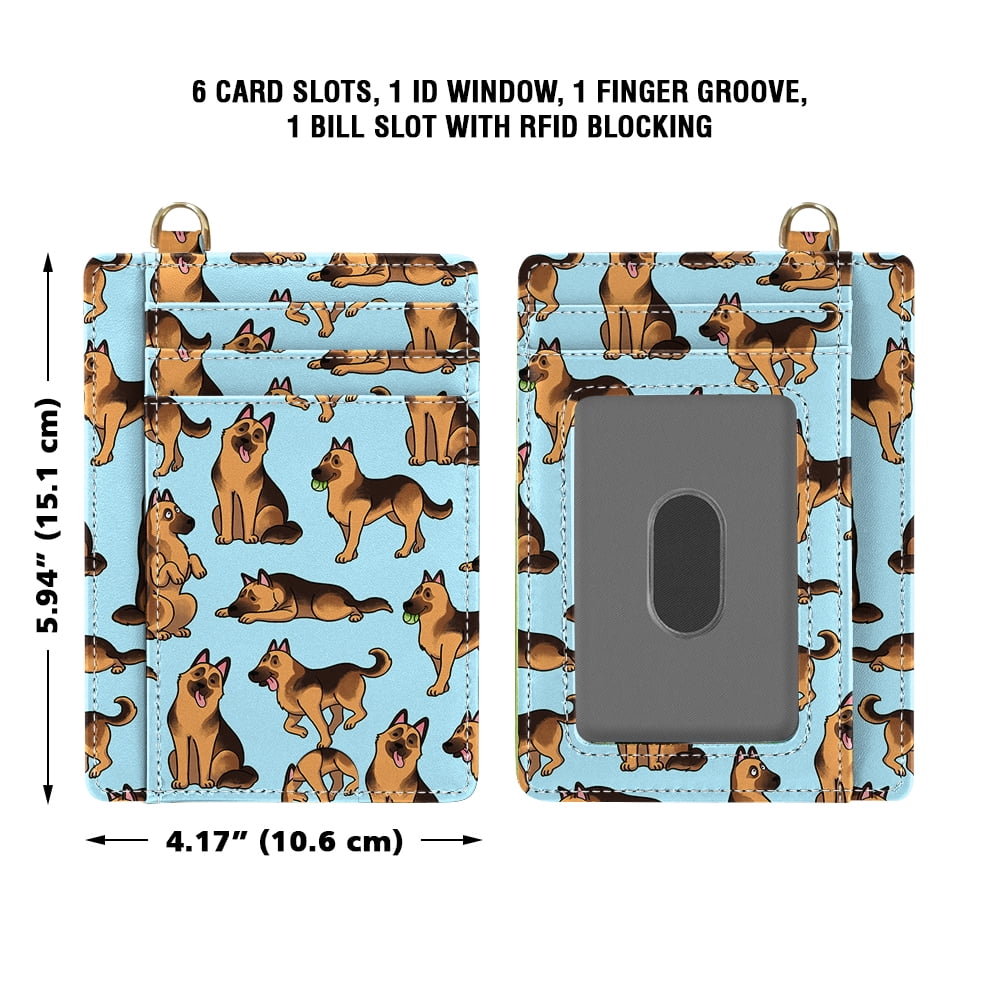 Slim Minimalist Wallet, RFID Blocking Credit Card Holder Leather Wallet with Zipper Pocket for Men Women - German Shepherd Funny Playful Pos - Image 2