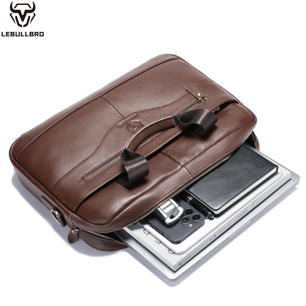 Briefcase Shoulder Messenger Bags Work Laptop Bag Coffee - Image 3