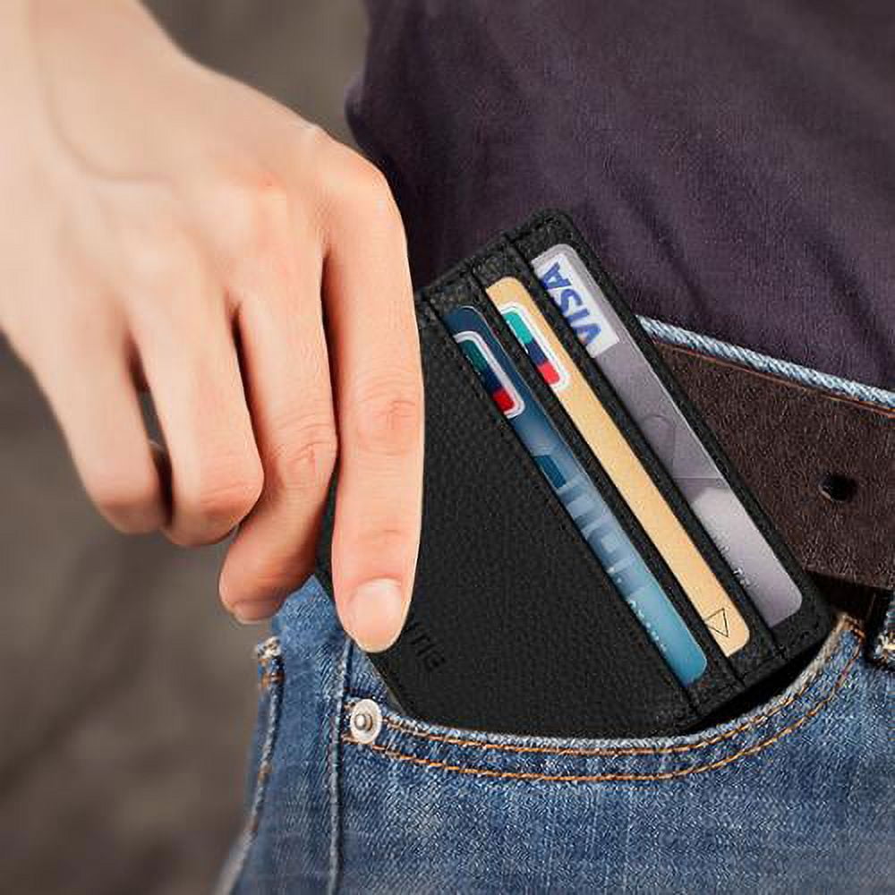 Credit Card Holder with ID Window, RFID Blocking PU Leather Slim Wallet Sleeve for Men Women - Image 2