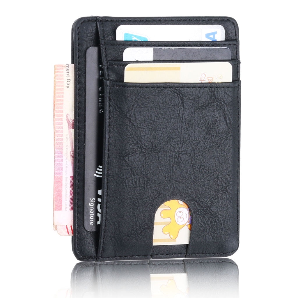 ✪ Blocking Leather Wallet Credit ID Card Holder Purse Money Case for Men Women - Image 4