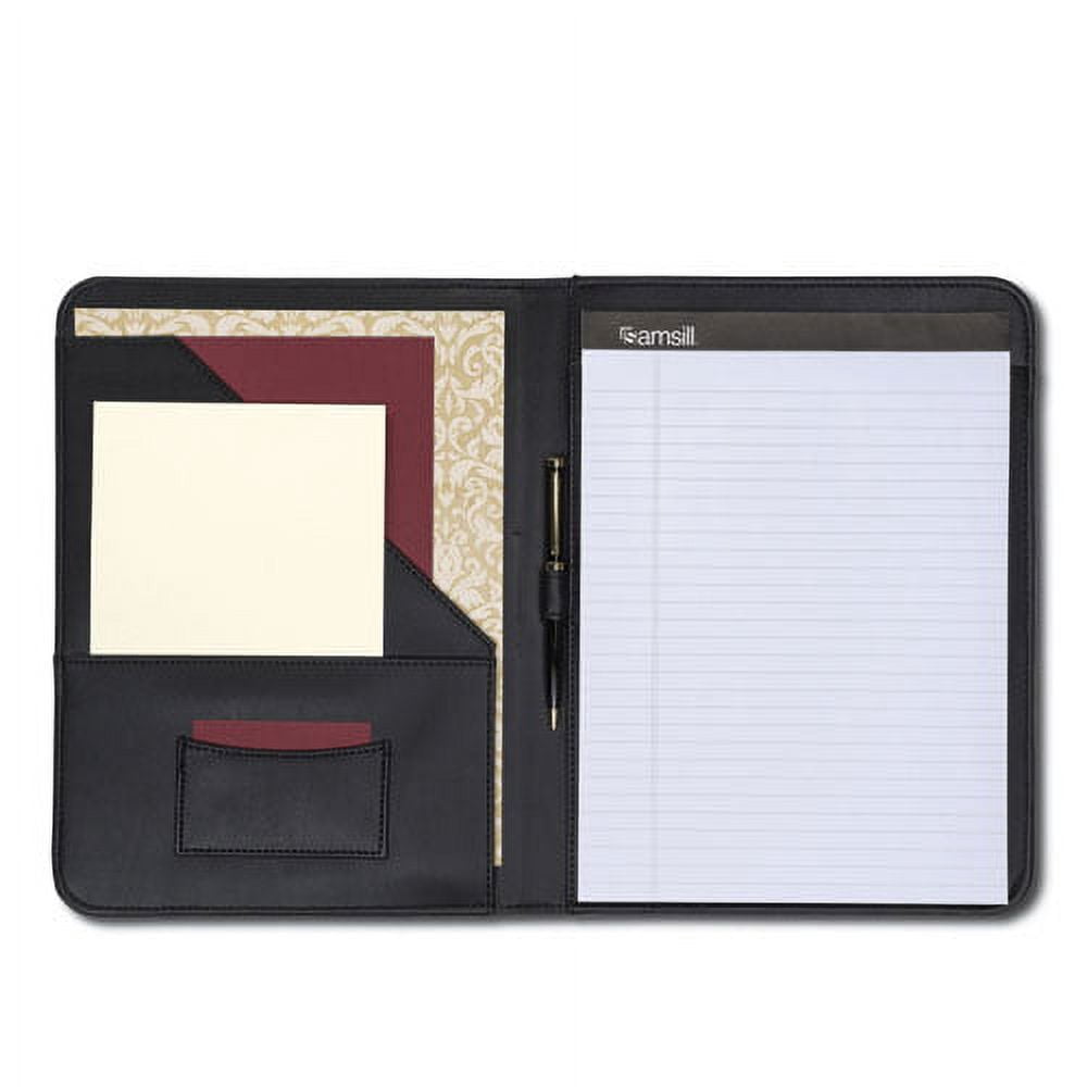 Contrast Stitch Leather Padfolio, 8 1/2 X 11, Leather, Black | Bundle of 10 Each - Image 3