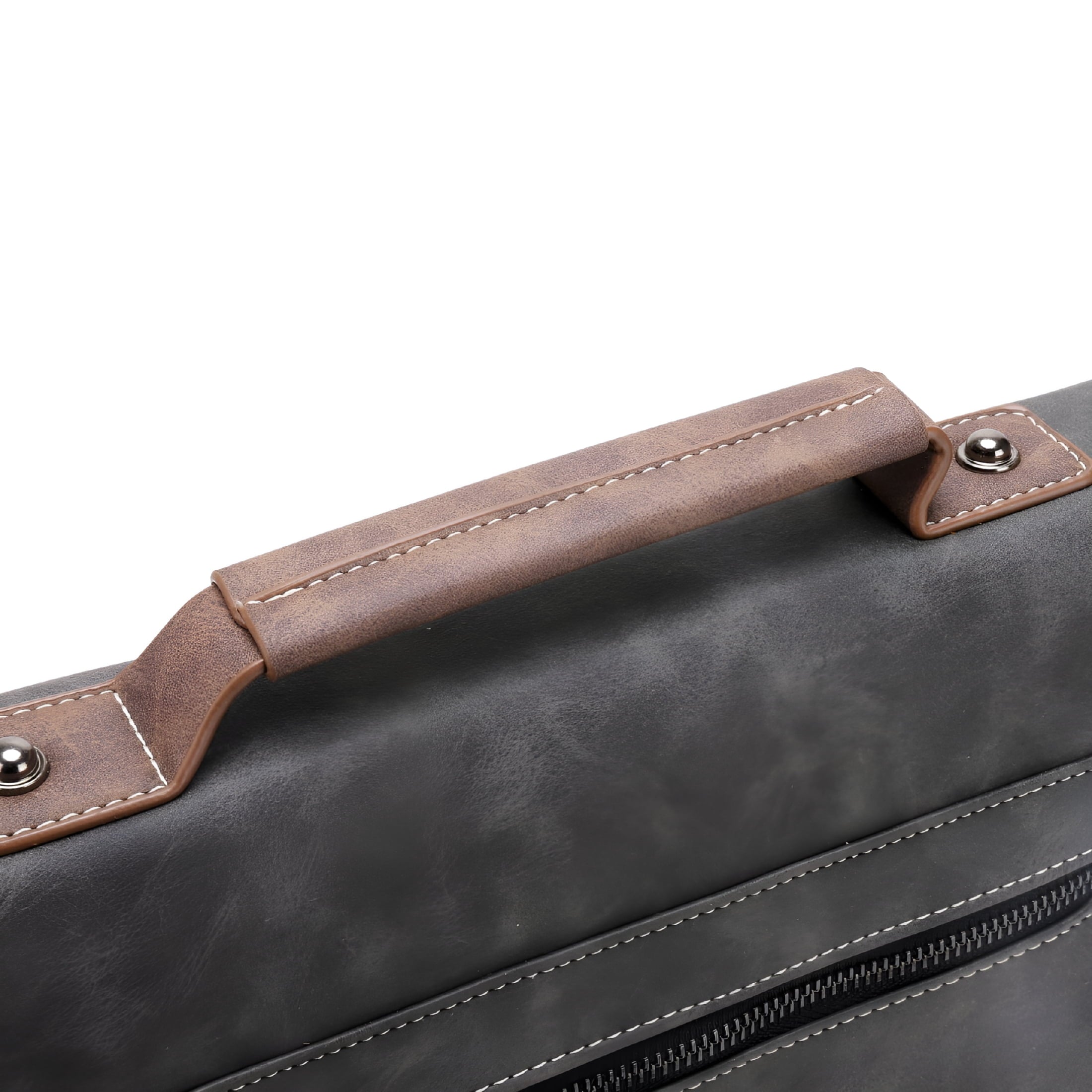 Men's Vintage Designer Briefcase PU Leather Tote Business Office Messenger Bag Casual Solid Computer Laptop Handbag - Image 3