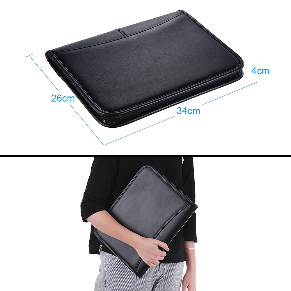 Multifunctional Professional Business Portfolio Padfolio Folder Document Case Organizer A4 PU Leather Zippered Closur... - Image 3