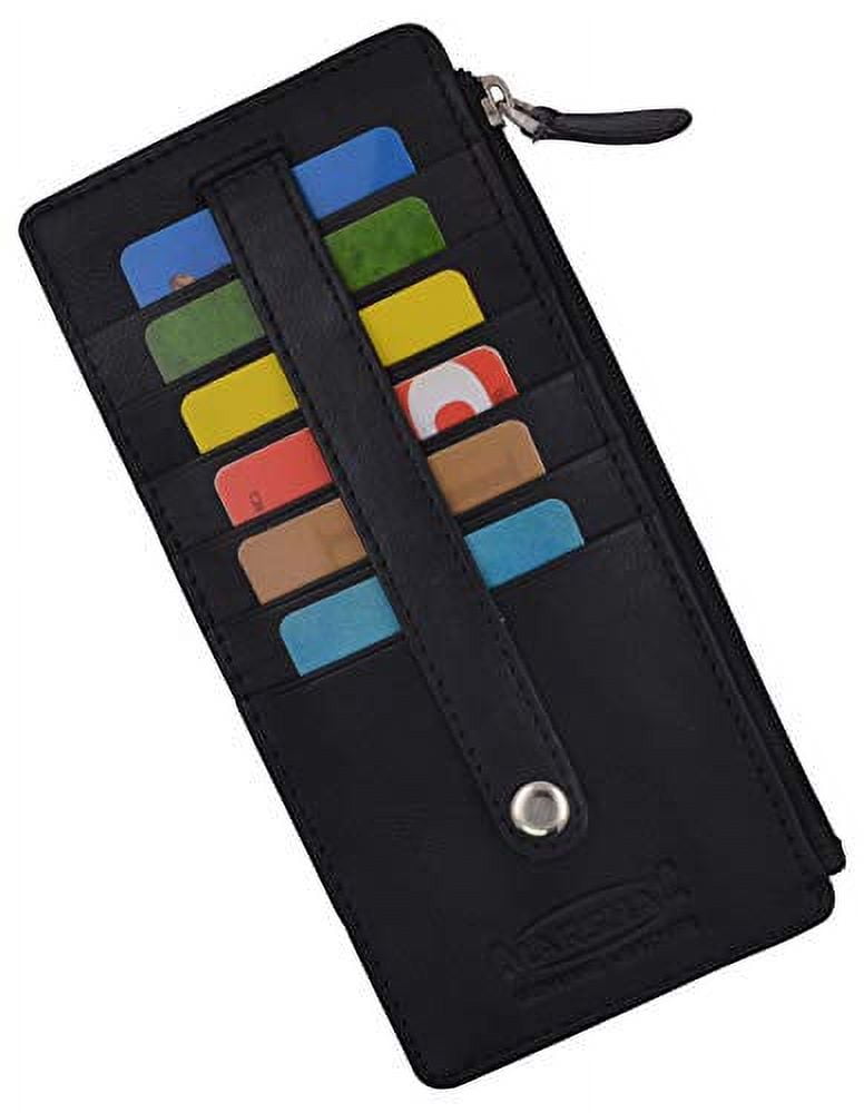 Leather All in One Card Case Holder Slim Wallet With a Card Protection Strap - Image 4
