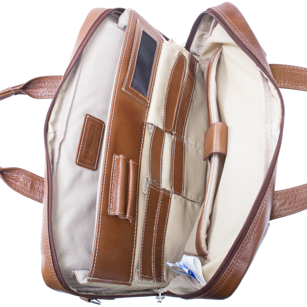 Pebble Grain Calfskin Leather, 15" Leather Medium Laptop Briefcase - Image 5
