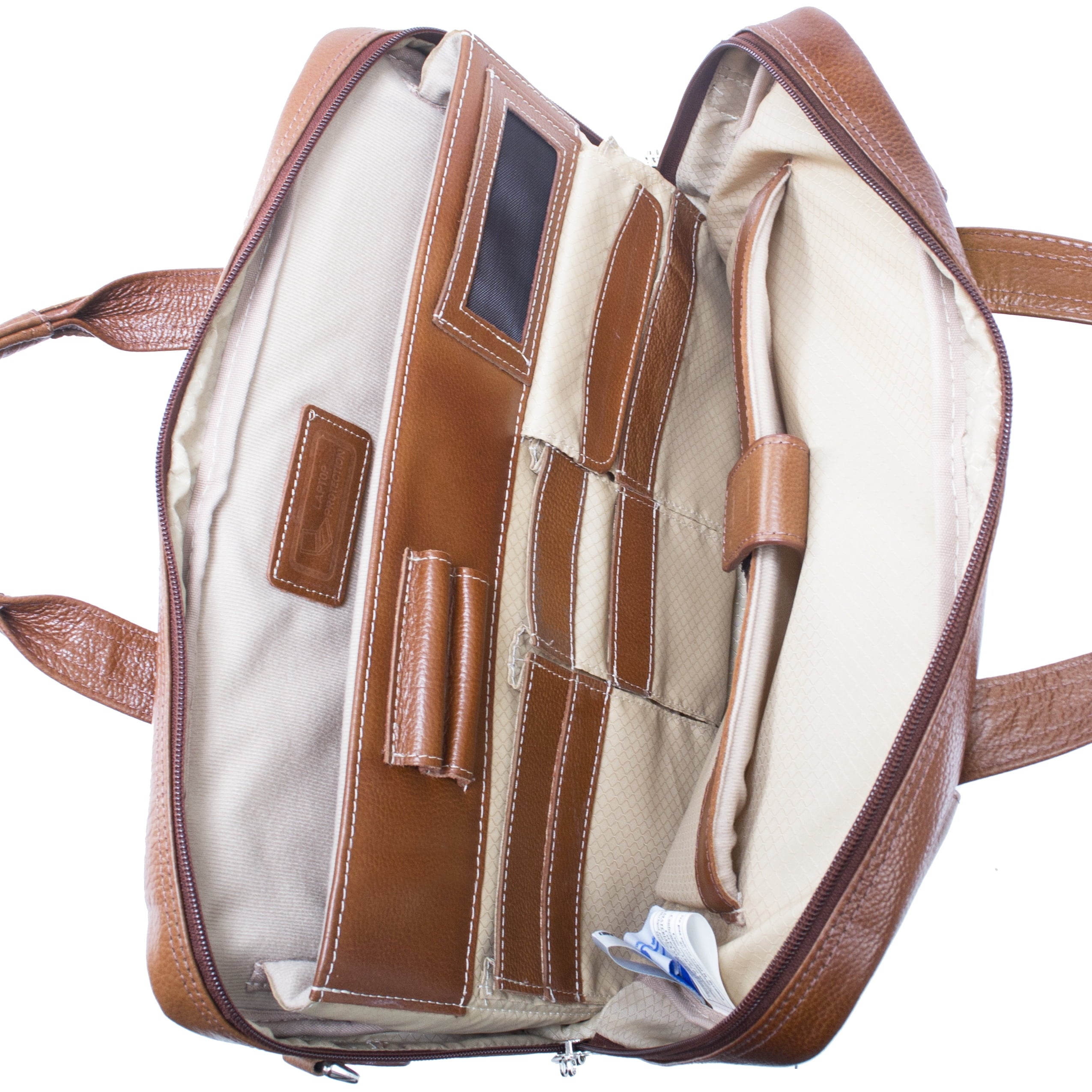 Pebble Grain Calfskin Leather, 15" Leather Medium Laptop Briefcase - Image 5