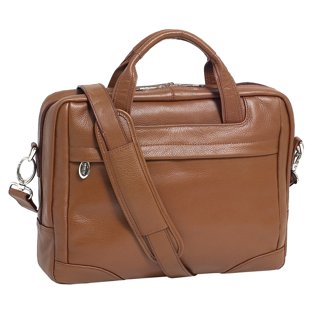 Pebble Grain Calfskin Leather, 15" Leather Medium Laptop Briefcase - Image 6