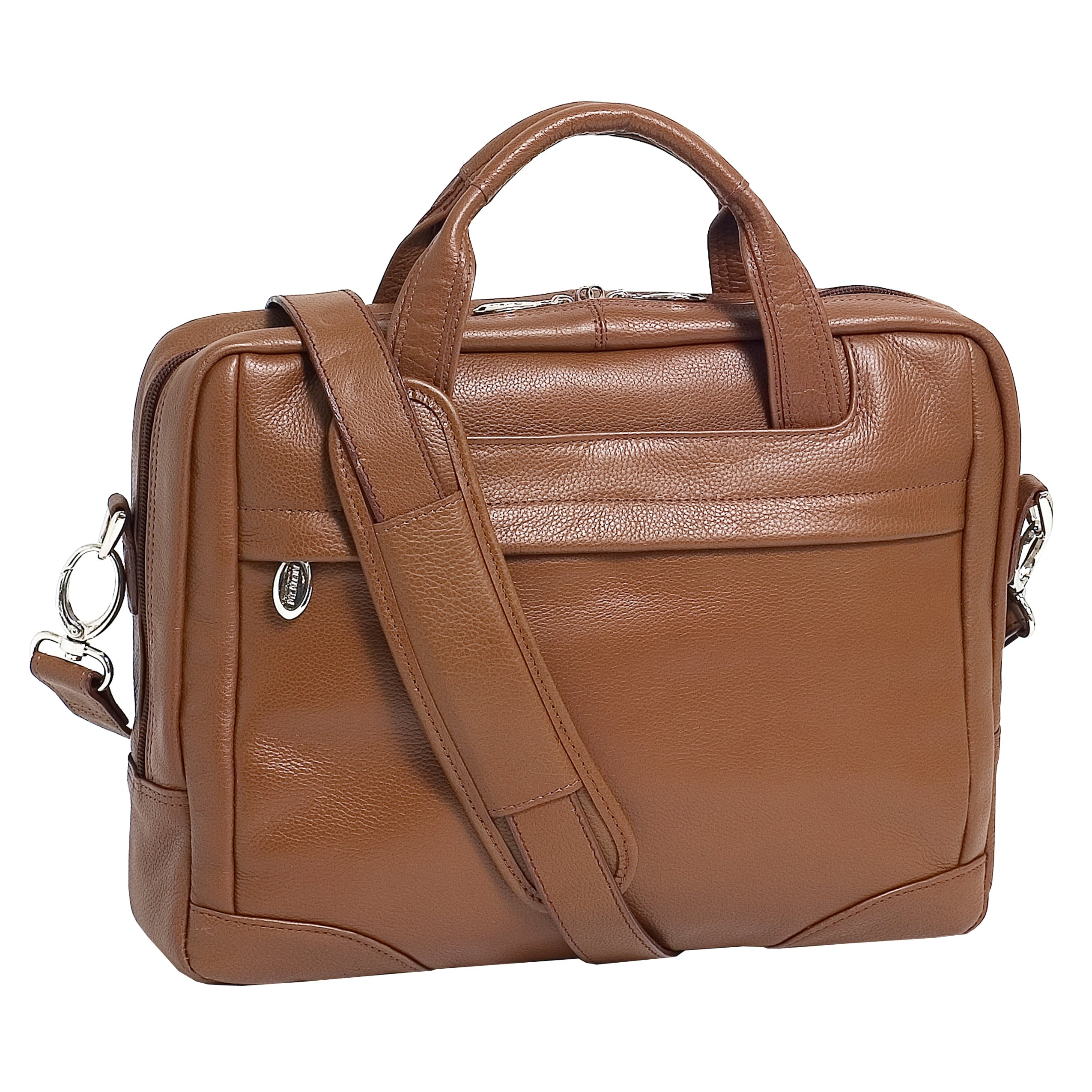 Pebble Grain Calfskin Leather, 15" Leather Medium Laptop Briefcase - Image 6