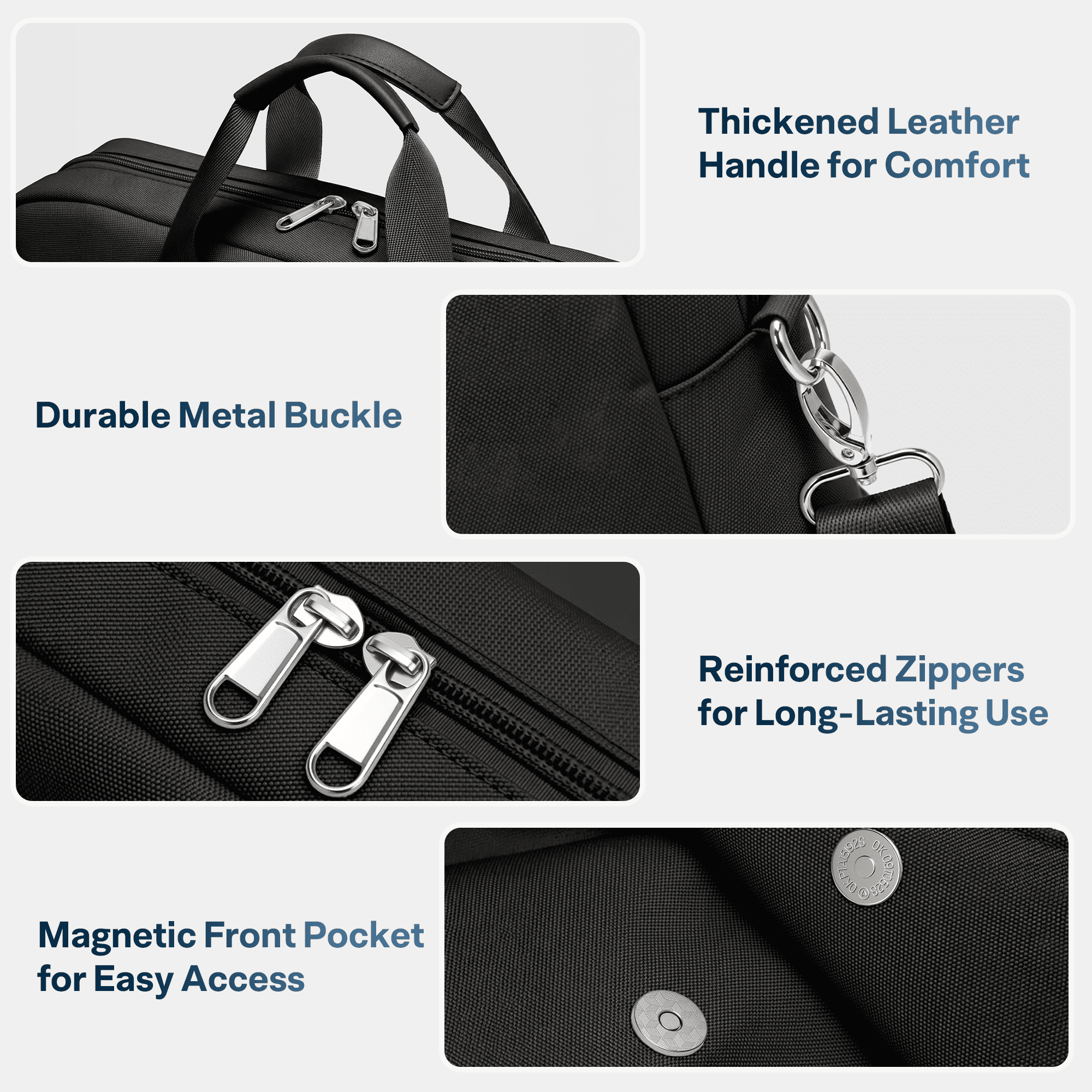 11-16''Laptop Bag for Men & Women, Water-Resistant Computer Messenger Bag, Business Briefcase with Luggage Strap for ... - Image 6