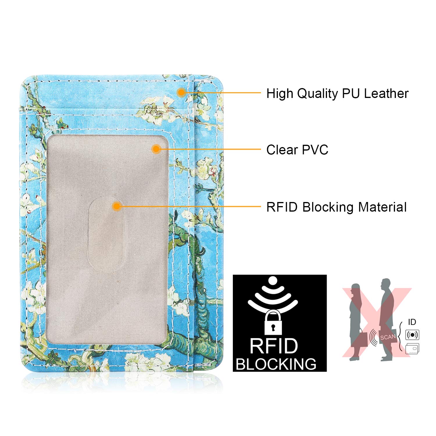 Credit Card Holder with ID Slot, RFID Blocking Premium PU Leather ID Credit Card Holder Slim Wallet Cover Case Sleeve... - Image 3