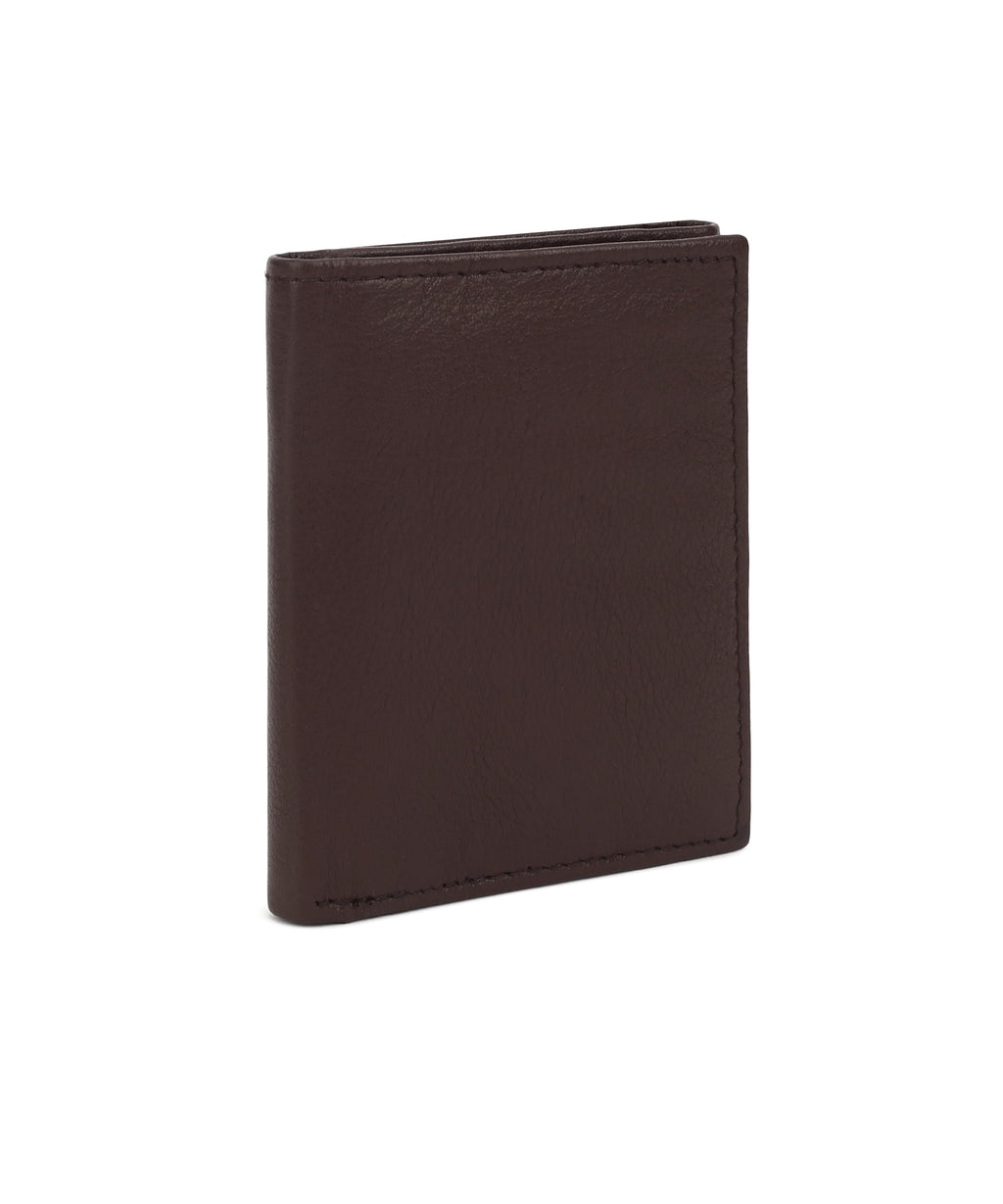 Genuine Leather Slim Trifold Wallet for Men with ID Window and RFID Blocking, Dark Brown - Image 5