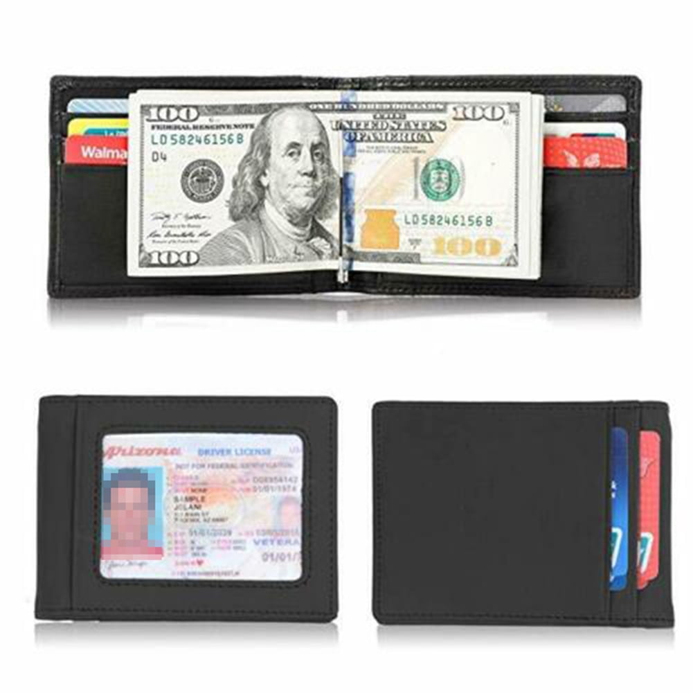 by RFID Men's Leather Slim Bifold Money Clip Wallet Front Pocket Credit Card Holder, Black - Image 4
