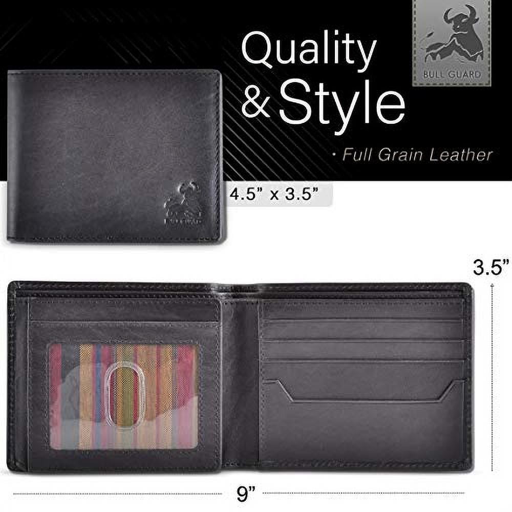 Black Leather Wallet for Men with RFID Blocking - Bifold High Capacity with Side Flip 2 ID Windows and 10 Credit Cards Slots - Image 6