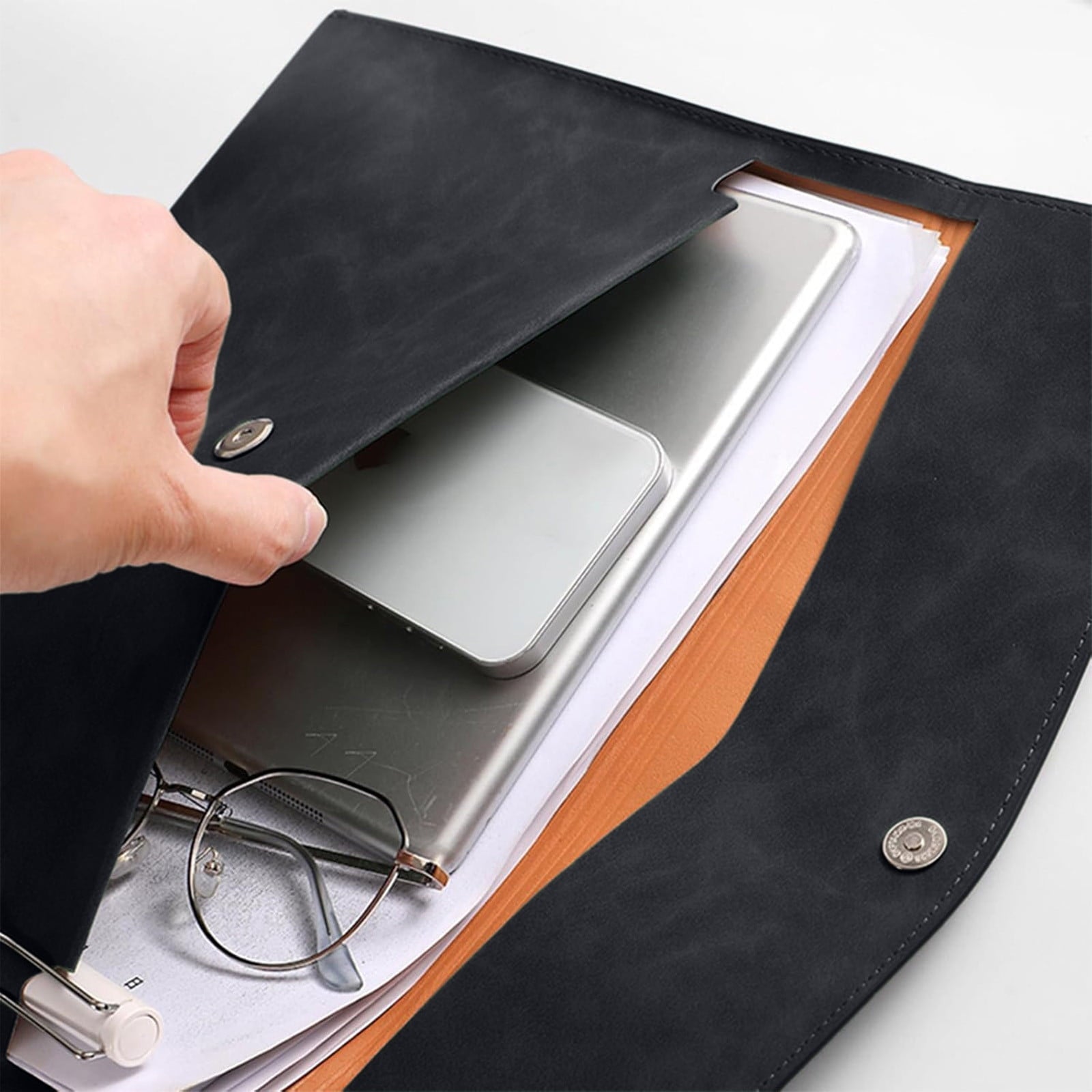 PU Leather Document Holder, Large Capacity File Folder for A5, Holds 100 Sheets, Business Portfolio Organizer with Ma... - Image 5