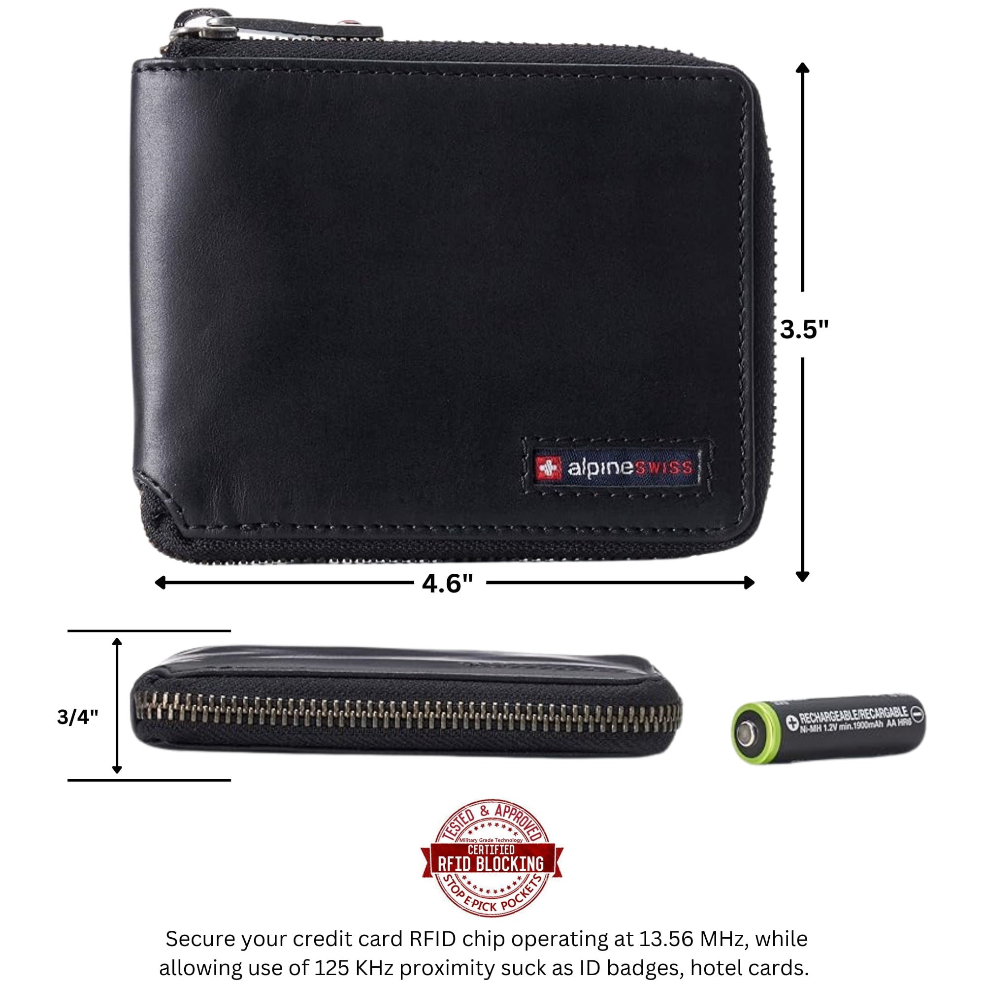 Zipper Bifold Wallet for Men Women RFID Protected Genuine Leather - Image 4