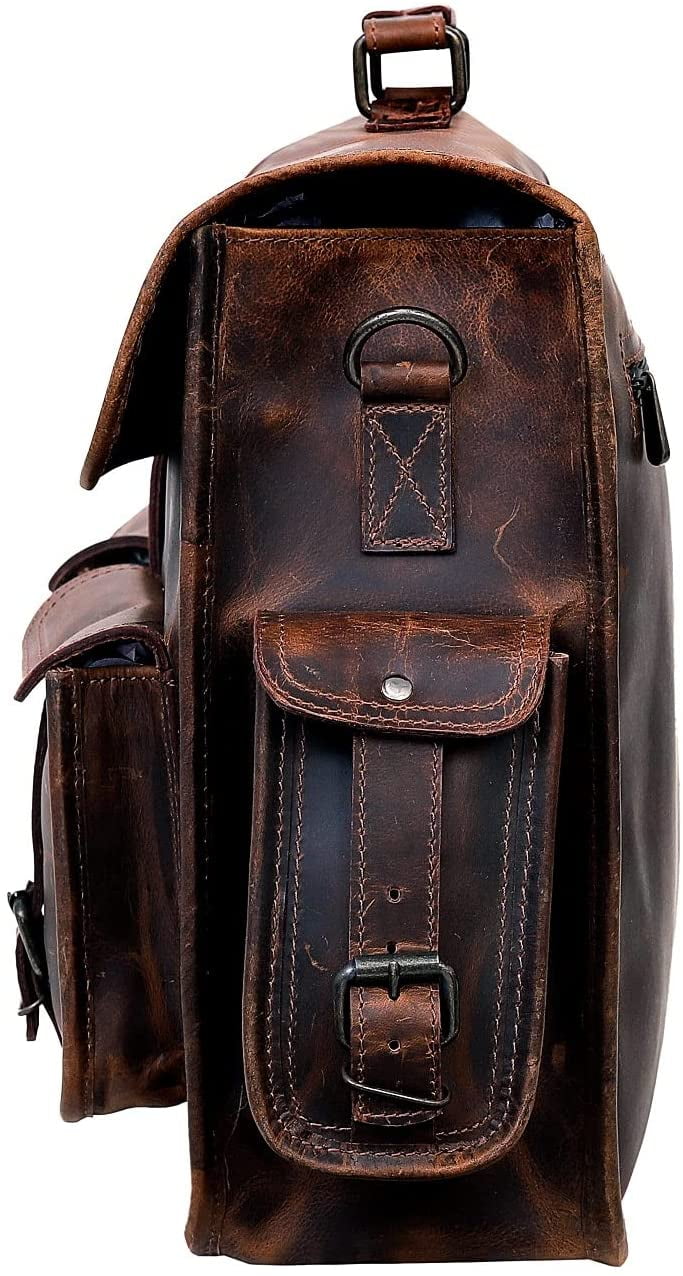 18 inch Buffalo Leather Briefcase Laptop Messenger Office College Bag for Men and Women - Image 4