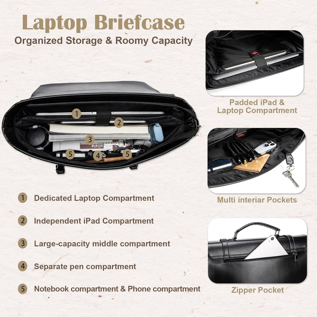 Messenger Bag For Men 17 Inch Vintage Leather Laptop Briefcase body Shoulder Bag For Business Travel Campus Work - Image 4
