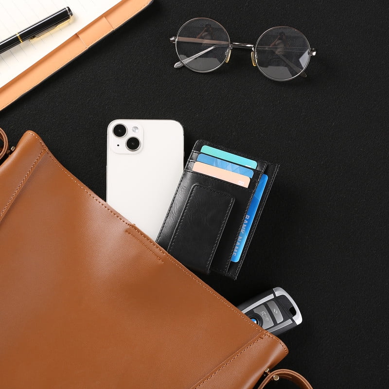 Magnetic Closure Slim Wallet for Men Leather RFID Blocking Minimalist Front Pocket Money Clip Wallet Credit Card Holder - Image 3