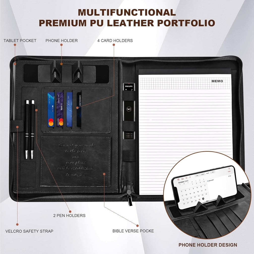for Men with Laptop Pocket and Phone Stand, Christian Religious Gift Padfolio Binder Organizer for Business School Tr... - Image 2
