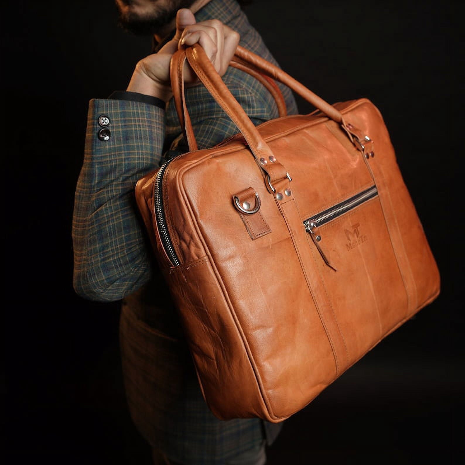 Genuine Leather Laptop Messenger Bag For Men 16" Travel Briefcase Brown Bag - Image 2