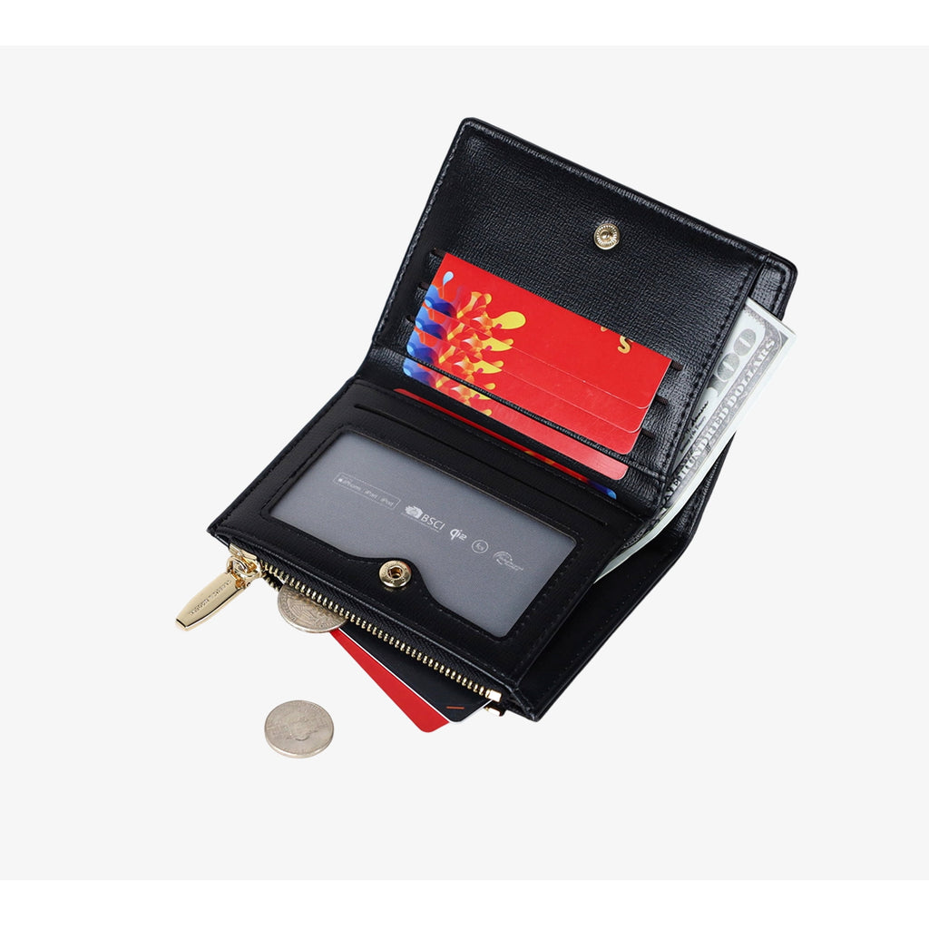 Small Wallets for Women, Slim Leather Bifold Wallet Credit Card Holder with Zipper Coin Pocket, ID Window, RFID Block... - Image 6