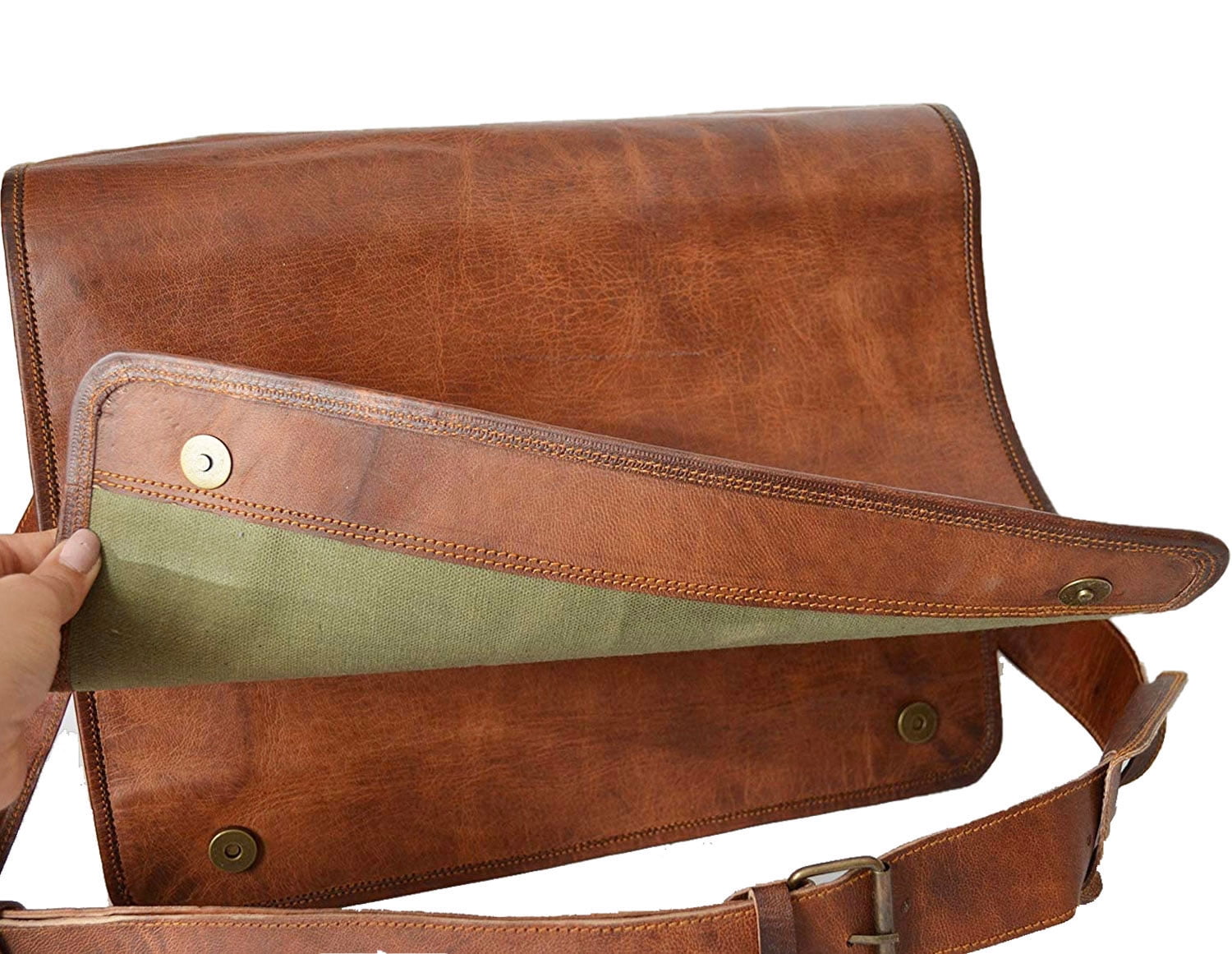 Komals Passion Leather Vintage Mens 16 Inch Leather Laptop Messenger Pro Satchel Mens Bag - Image 4