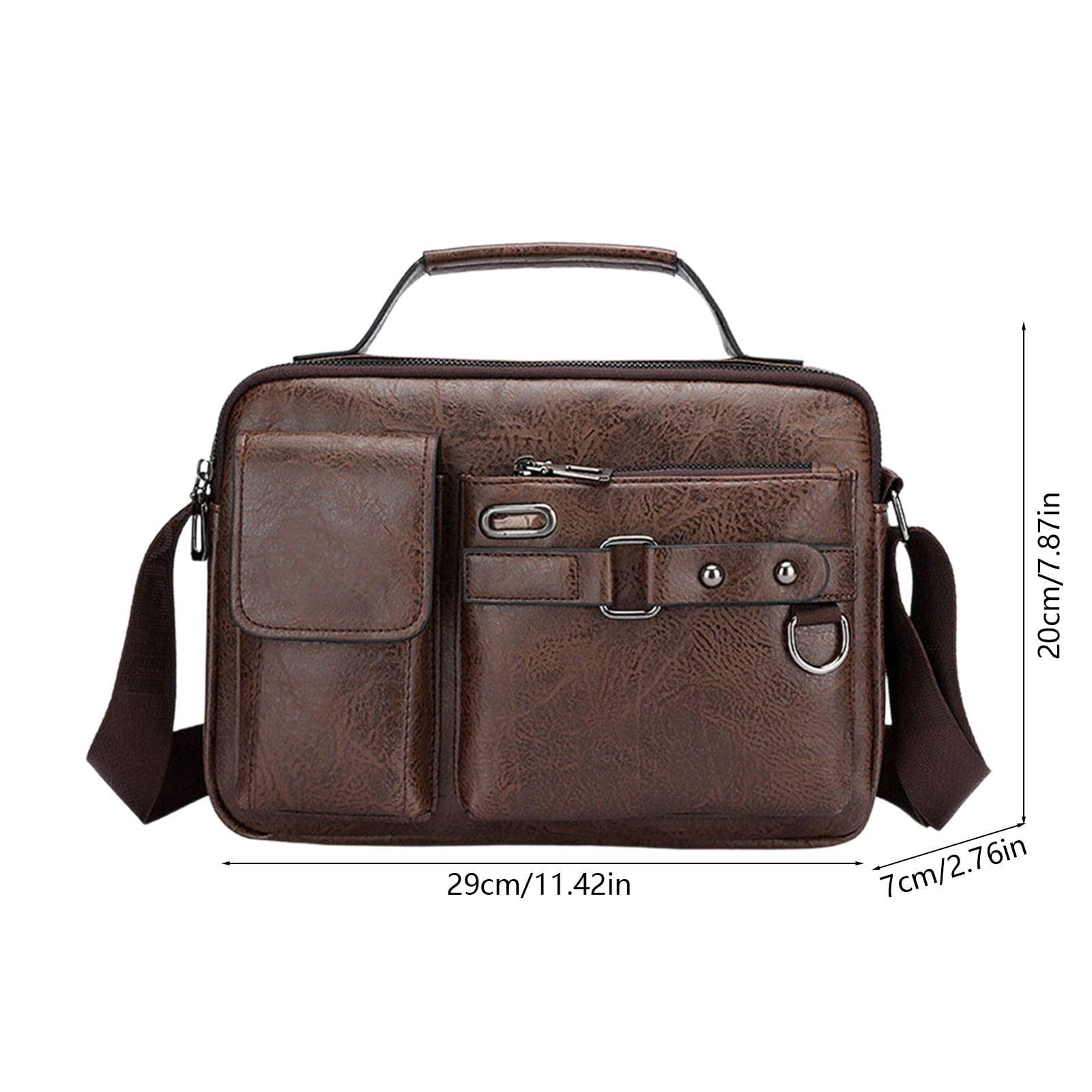 Messenger Bag for Men, 14 Inch Laptop Bag for Work Office, Handbag PU Leather Adjustable Strap Briefcase for Business Trip, Shoulder Bag Cro - Image 3