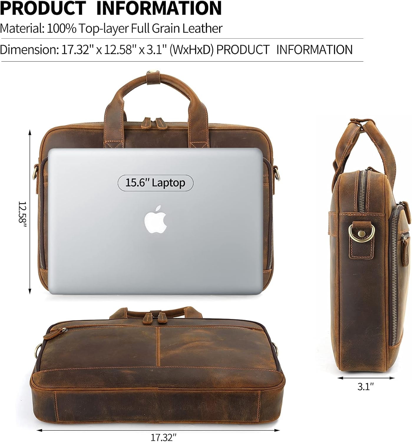 Briefcase for Men, Business Messenger Bag Laptop Bag Attache Case, Fits 15.6 Inch Laptop - Image 2