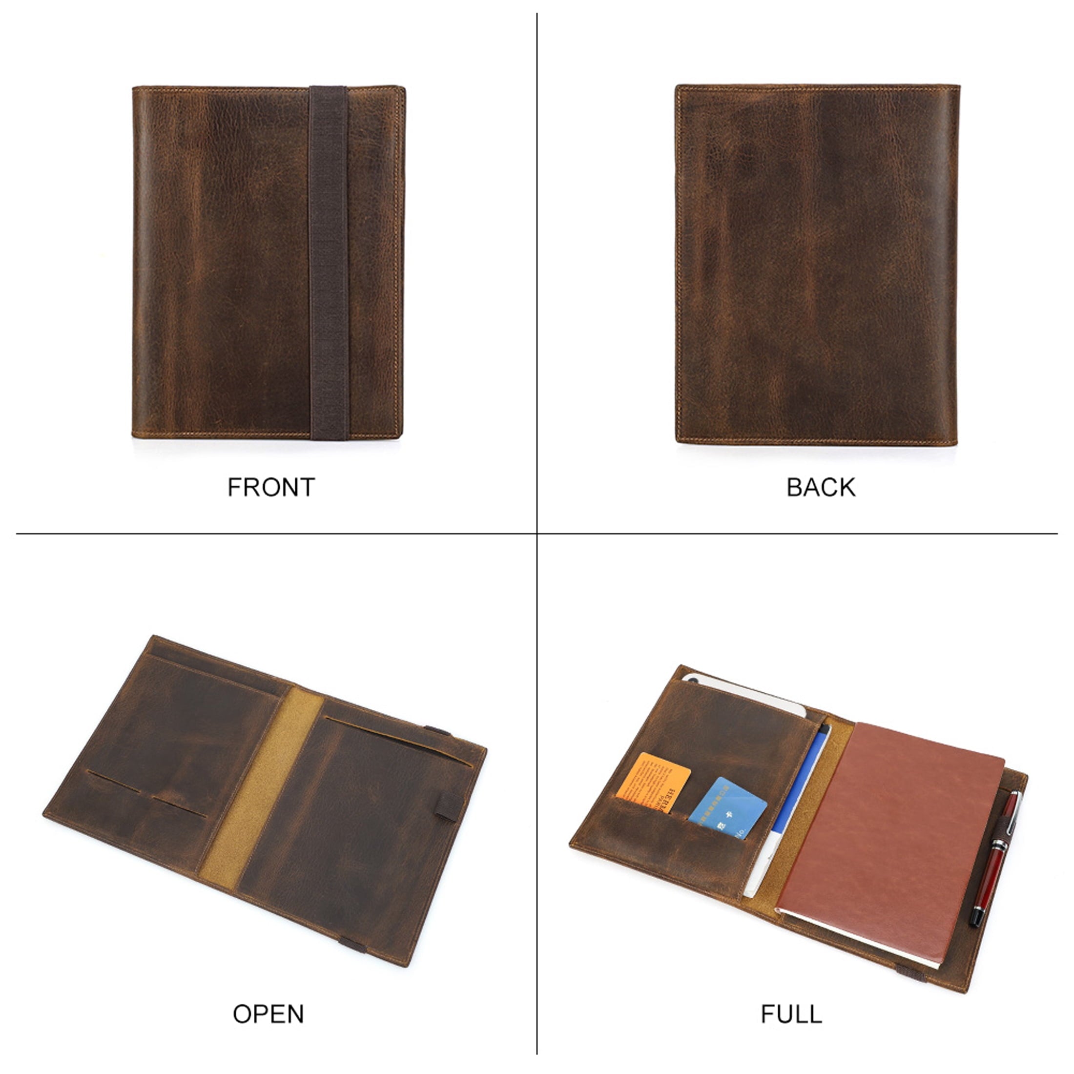 Full Grain Leather Portfolio for Men Legal Pad Padfolio Folder Binder Organizer Notepad Holder Fit 7.9" iPad and A5 S... - Image 5
