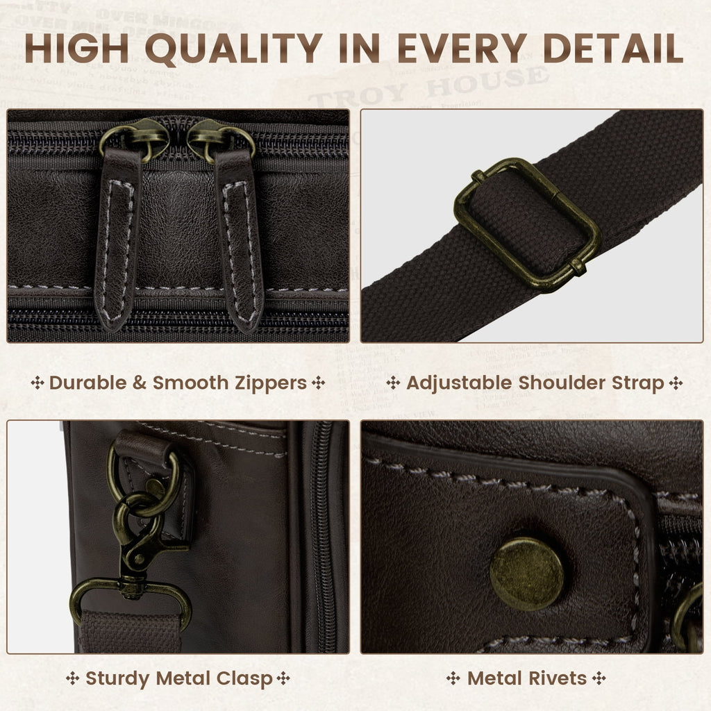 Messenger Bag for Men 16 Inch Laptop Bag Leather Briefcase Vintage Crossbody Shoulder Office Computer Bag Retro College Satchel Bag for Work - Image 5