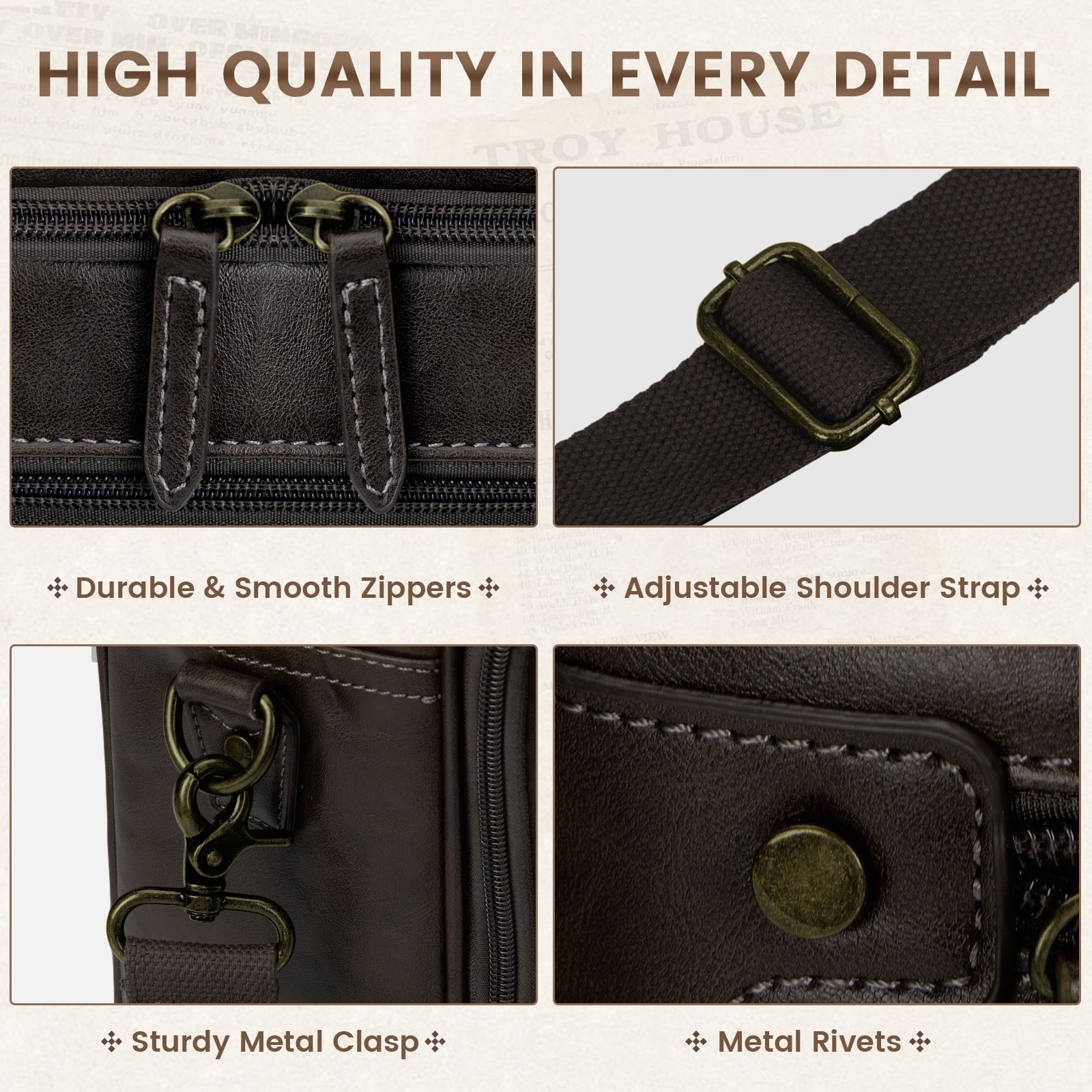 Messenger Bag for Men 16 Inch Laptop Bag Leather Briefcase Vintage Crossbody Shoulder Office Computer Bag Retro College Satchel Bag for Work - Image 5
