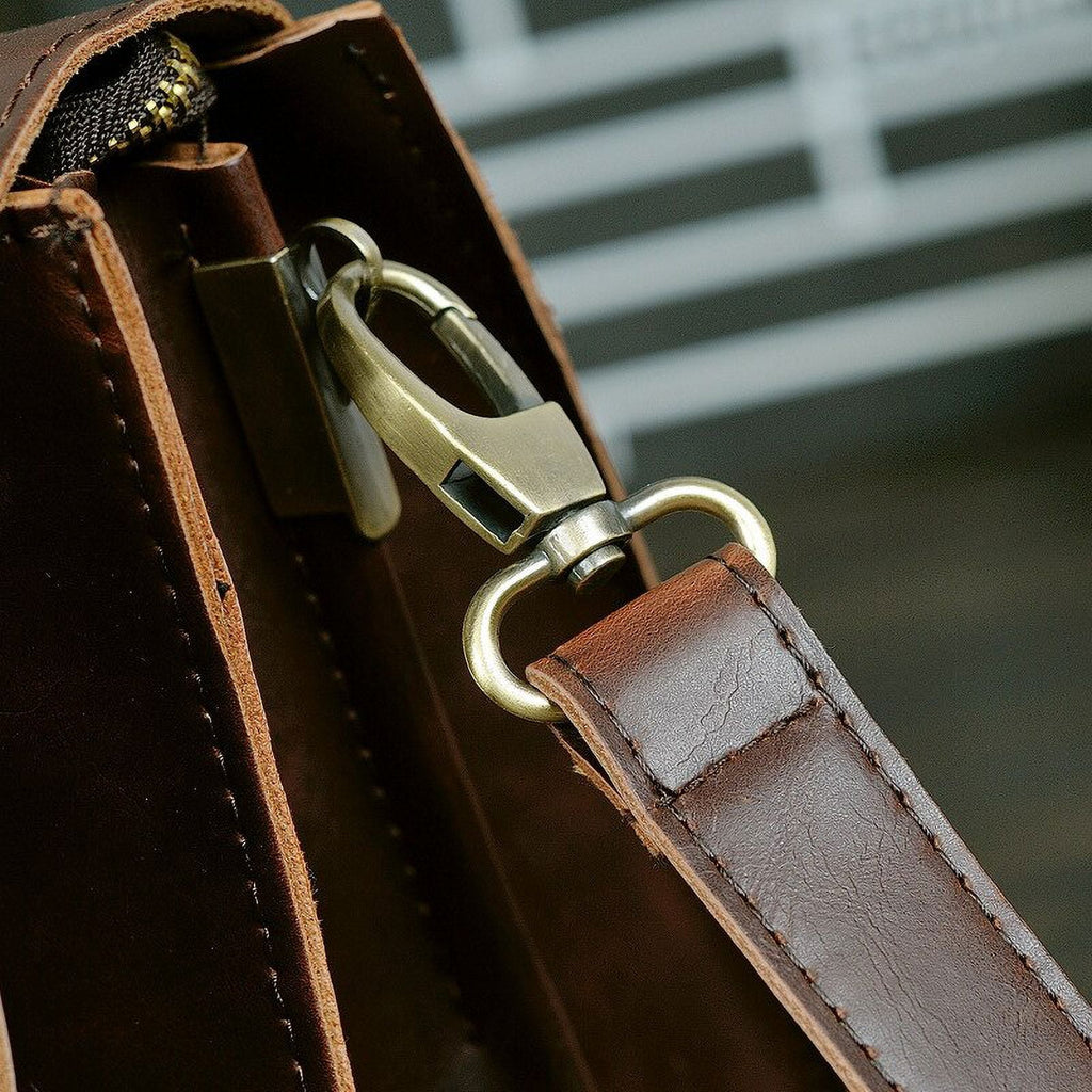 Retro Men's Briefcase Crazy Horse Leather Laptop Handbag Business Men Messenger Bags Leather Laptop travel Bag aktentas bolsos - Image 3