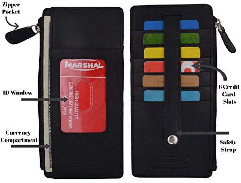 Leather All in One Card Case Holder Slim Wallet With a Card Protection Strap - Image 3